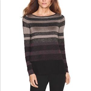 White House Black Market Woven Mix Pullover Blouse